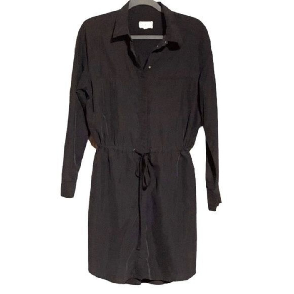 Lou & Gray Womens Modal Dress Size XS Black Drawstring Beachy Coastal Neitral
